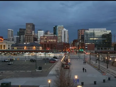 Downtown Denver skyline at dusk